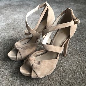 Nude Leather peep toe stiletto heels Victoria secret